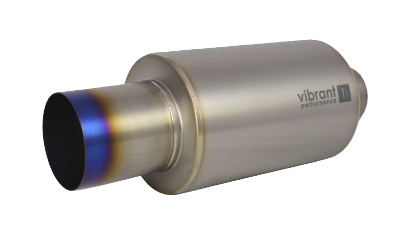 Vibrant Titanium Muffler w/Straight Cut Burnt Tip 4in Inlet / 4in Outlet