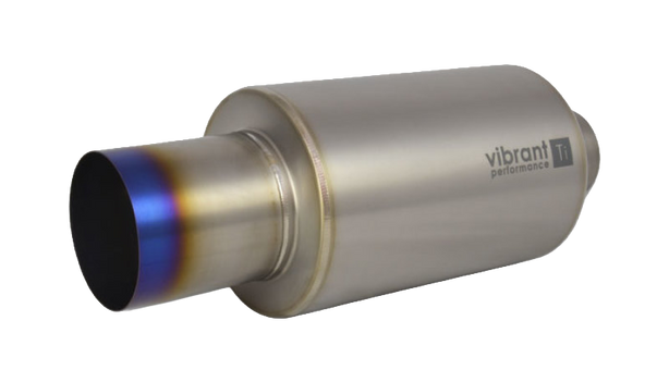 Vibrant Titanium Muffler w/Straight Cut Burnt Tip 4in Inlet / 4in Outlet